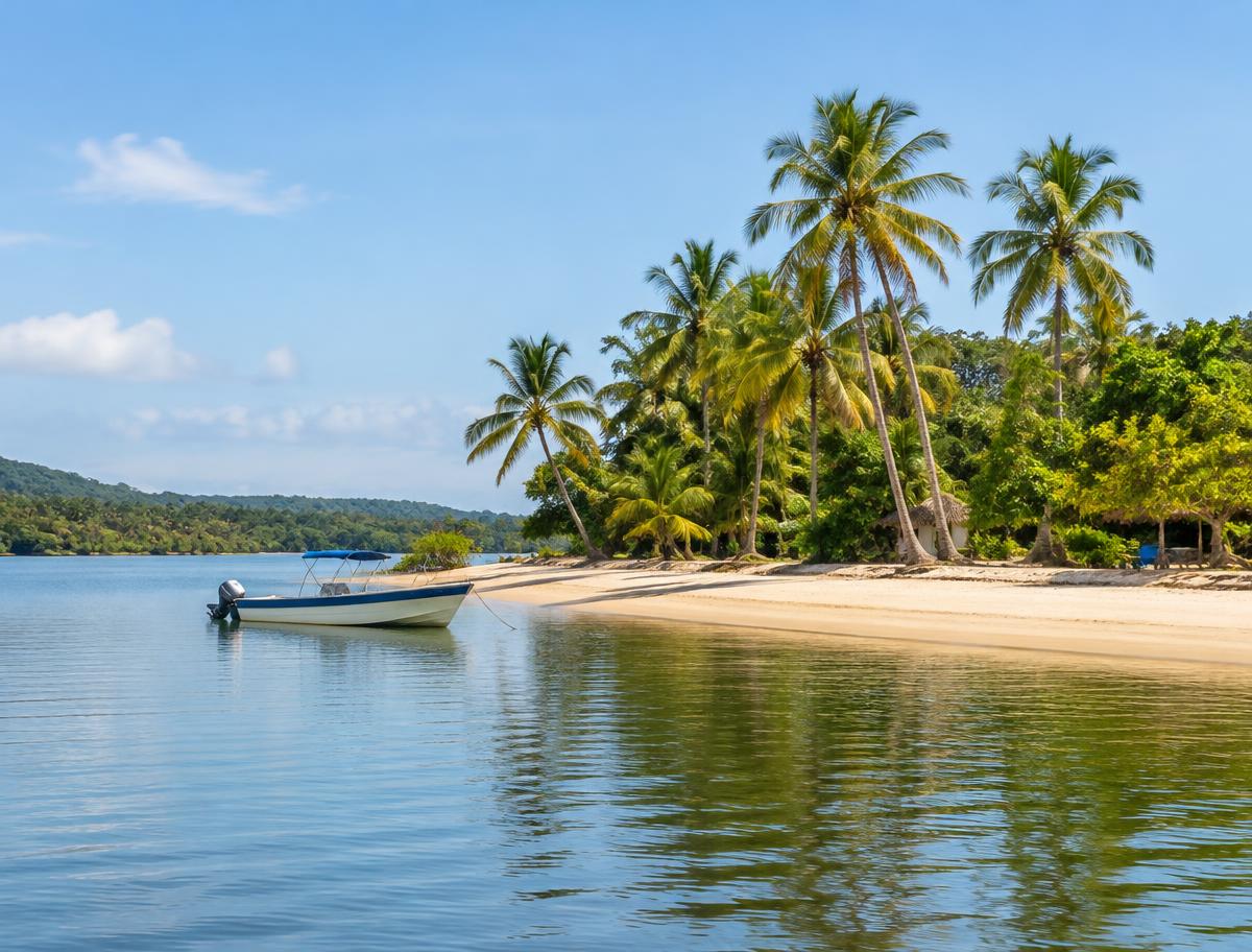 Praia de areia clara na Ilha dos Namorados